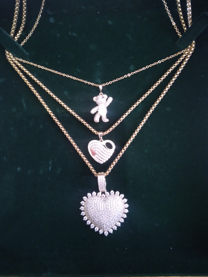 24MM CZ Heart Pendant Necklace