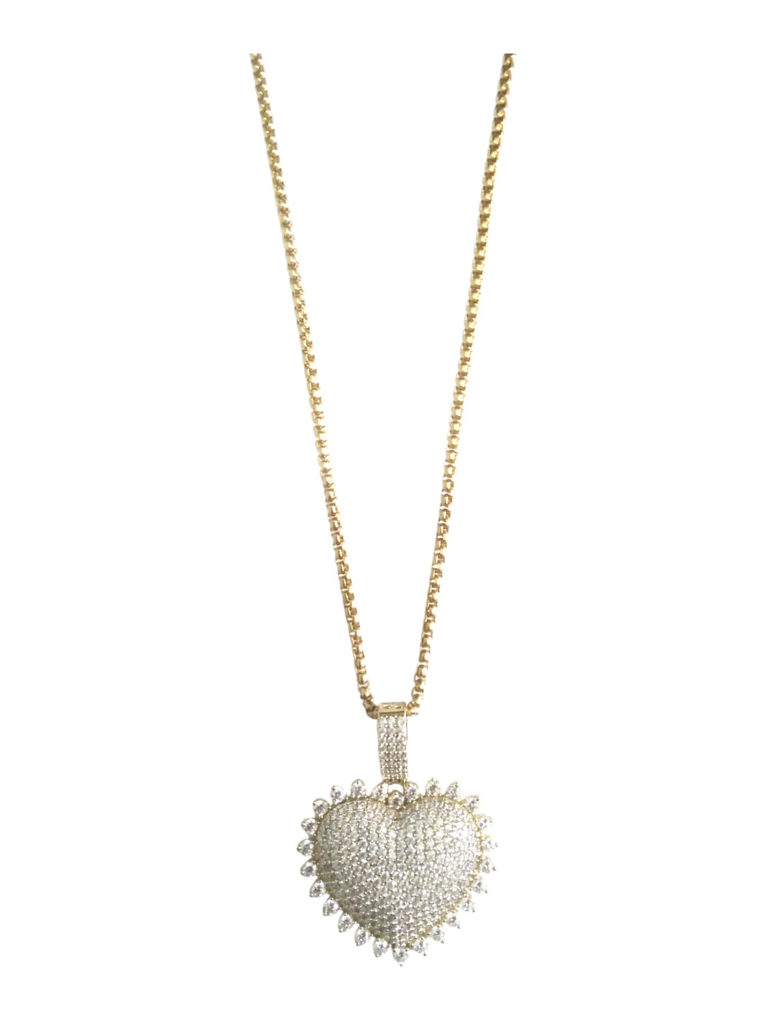 30MM Micro Pave Heart Pendant Necklace