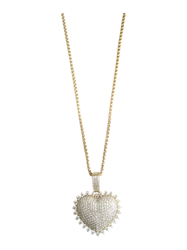 30MM Micro Pave Heart Pendant Necklace