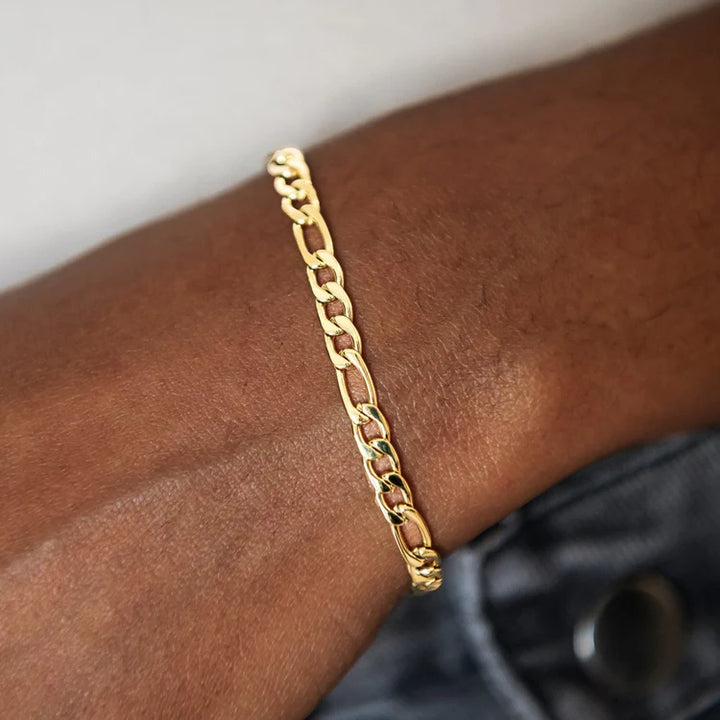 4MM Gold Figaro Bracelet
