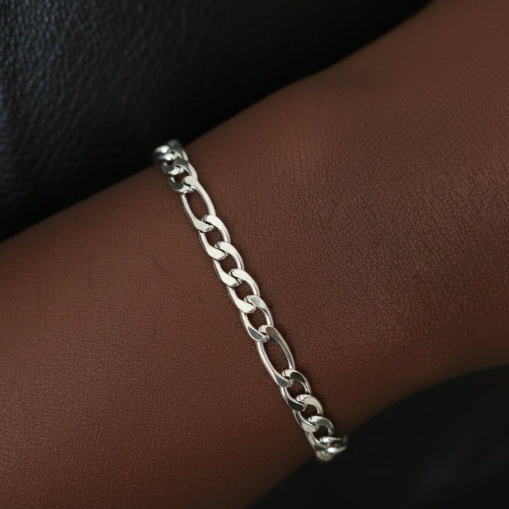 4MM Silver Figaro Bracelet