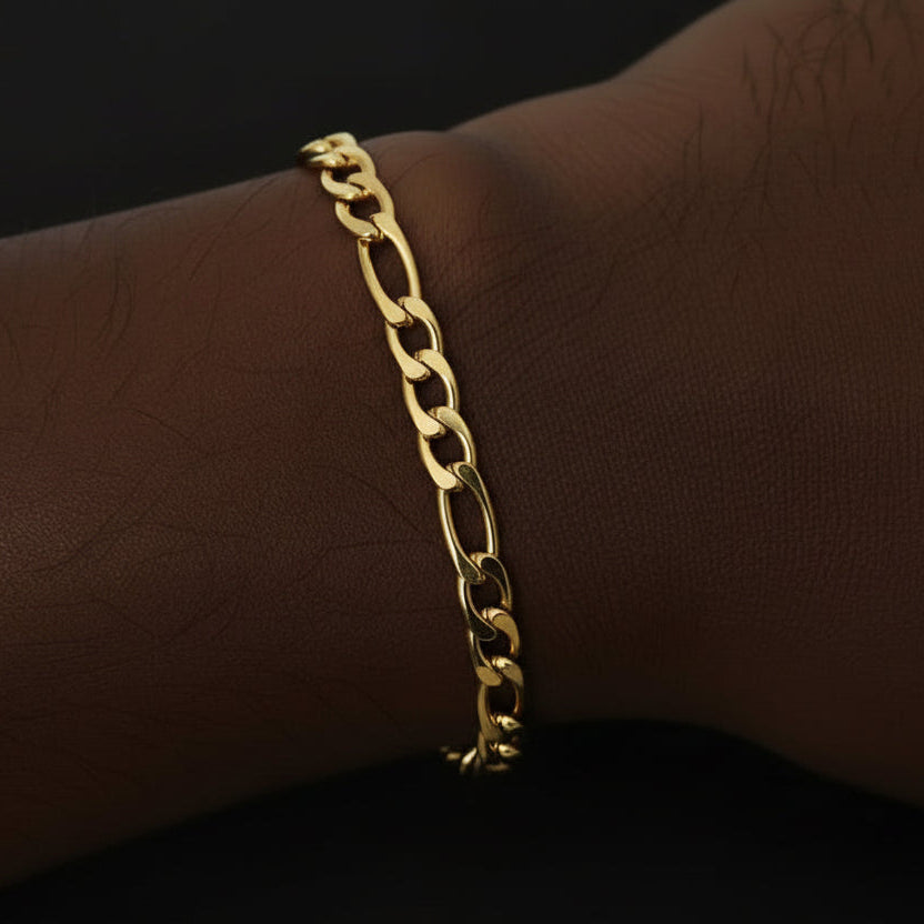 4MM Gold Figaro Bracelet