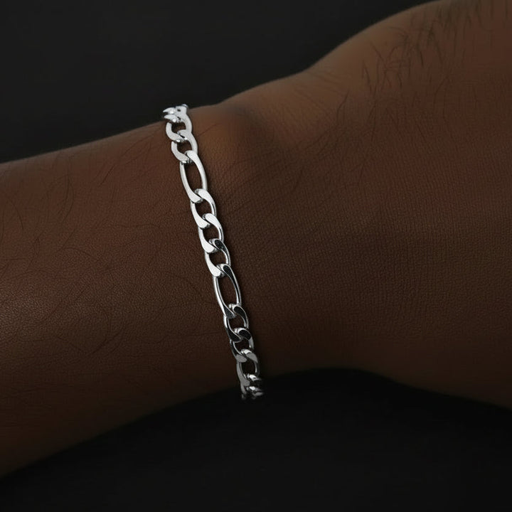 4MM Silver Figaro Bracelet