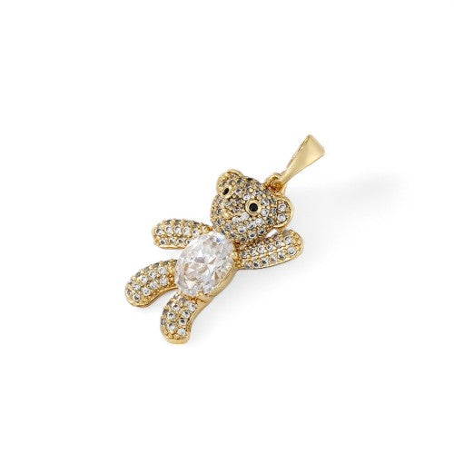 30MM Micro Pave Teddy Pendant Necklace