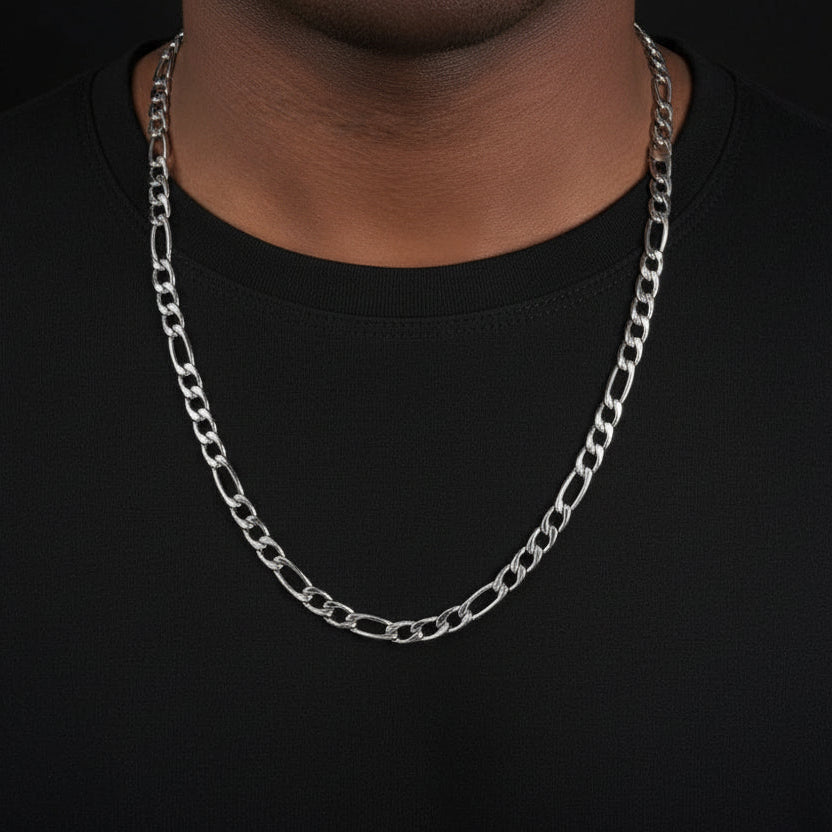7MM Silver Figaro Chain Necklace