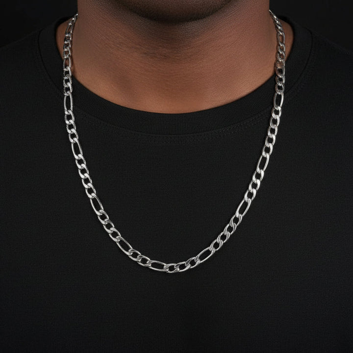 7MM Silver Figaro Chain Necklace