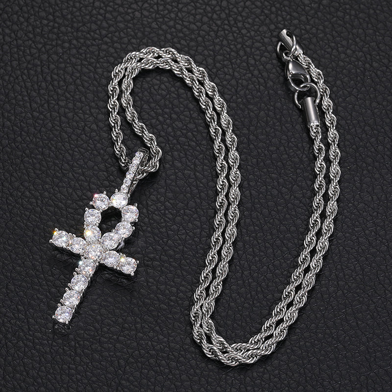 41MM CZ Ankh Pendant Necklace