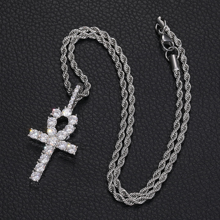 41MM CZ Ankh Pendant Necklace