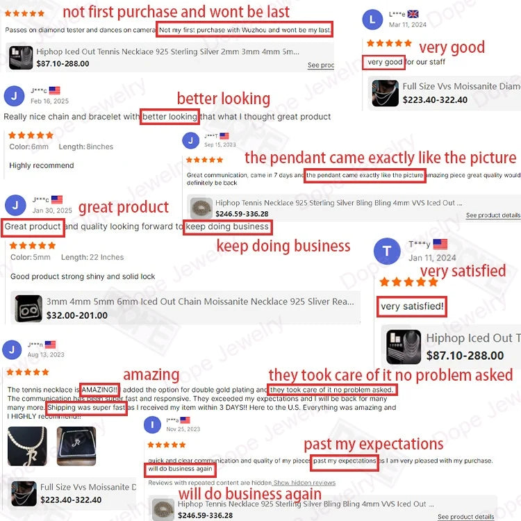 3 Days Dispatch 3mm 4mm Tennis Necklace 20in 22in 925 Silver Necklace Iced VVS Diamond Moissanite Tennis Chain