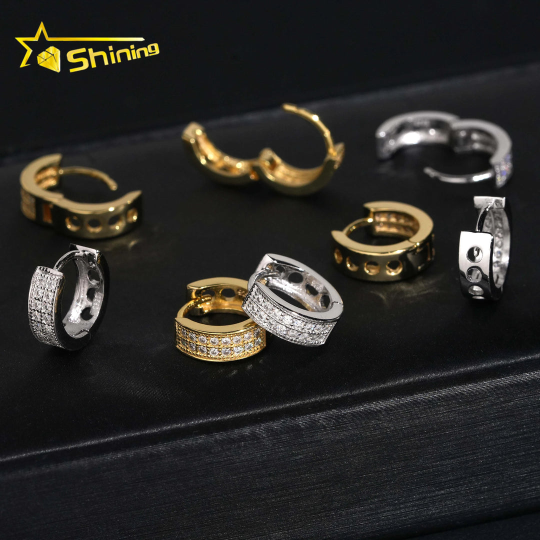 USA Warehouse Fast Shipping 925 Sterling Silver Moissanite Hoop Earring Hip Hop Men Women Iced Out Fashion Earrings