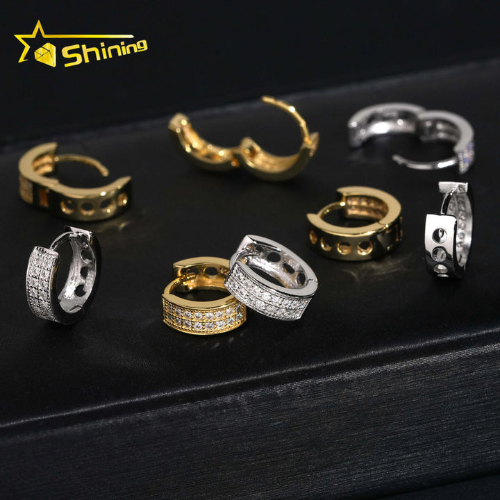 USA Warehouse Fast Shipping 925 Sterling Silver Moissanite Hoop Earring Hip Hop Men Women Iced Out Fashion Earrings