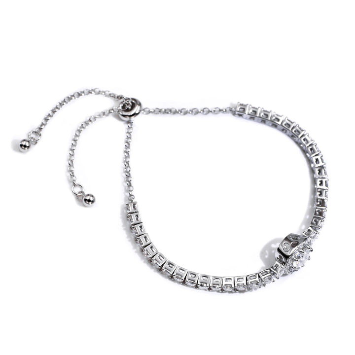 Tianyu Gems Silver Mossanite Bracelet Adjustable Round VVS 6.5MM 1ct S925 Moissanite 18k White Gold Plated Tennis Bracelet