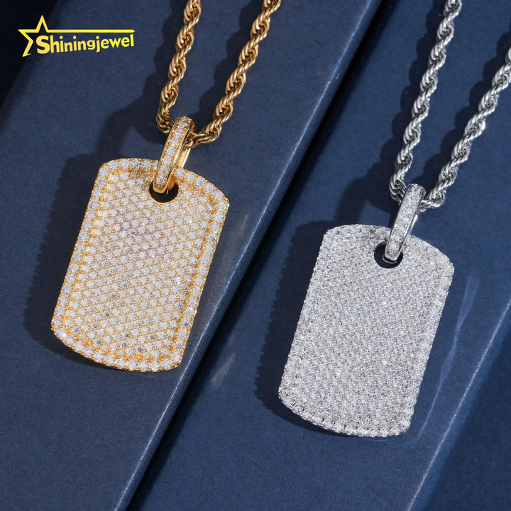 USA Warehouse Classic Dog Tag Moissanite Cross Pendant Collection Hip Hop Iced Out Pendant Men Jewelry
