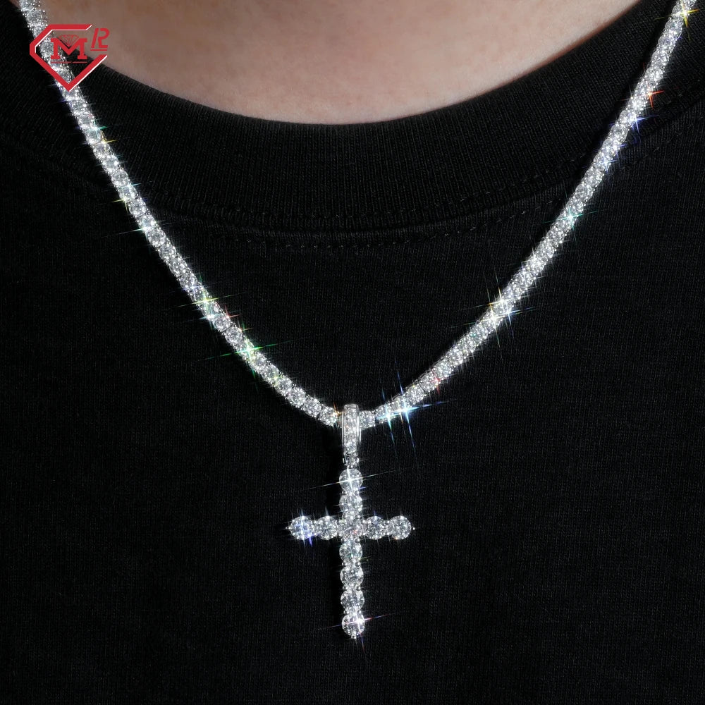 In Stock Cross Pendant Charms Silver 925 Hip Hop Jewelry Iced Out  VVS Diamond Moissanite Pendant