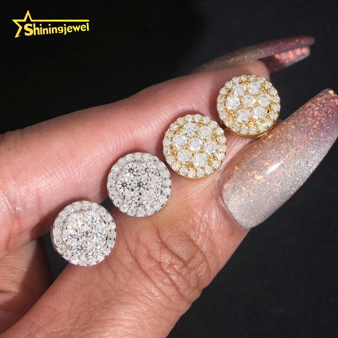 USA Local Stock Fast Shipping Fine Jewelry 925 Silver Earrings Screw Back Hip Hop Iced Out VVS Moissanite Stud Earrings