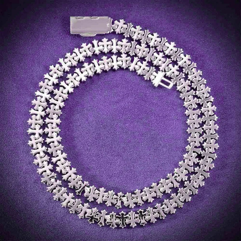 Hip Hop 8MM GRA Iced Out Bling VVS D Color Moissanite 925 Sterling Silver Pass Diamond Tester Cross Link Cuban Chain for Men