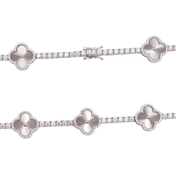 Fine Jewelry Hip Hop Bling 925 Sterling Silver Pass Diamond Tester  VVS Four Leaf Moissanite 3MM 4MM Clover Tennis Chain for Men