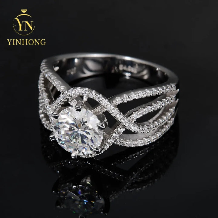 Wholesale Classic 925 Sterling Silver Moissanite Wedding Rings Design for Girlfriend Proposals Weddings or Birthday Gifts