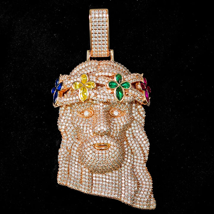 Custom 3.2inches Hip Hop GRA  Marquise Cut VVS Moissanite 925 Silver Pass Diamond Tester Four Leaf Clover Flower Jesus Pendant