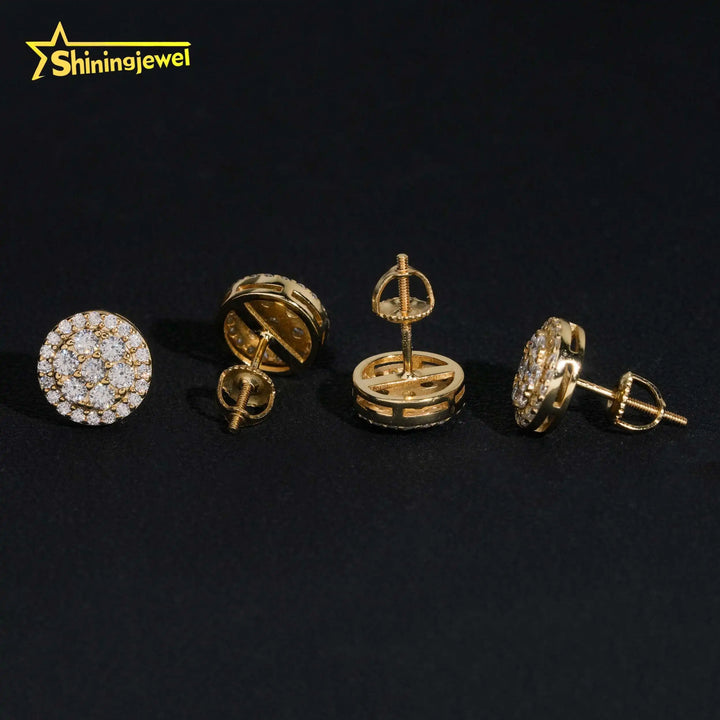USA Local Stock Fast Shipping Fine Jewelry 925 Silver Earrings Screw Back Hip Hop Iced Out VVS Moissanite Stud Earrings