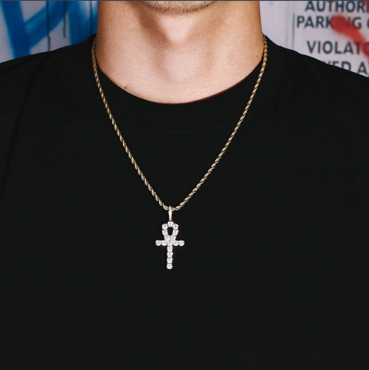 41MM CZ Ankh Pendant Necklace