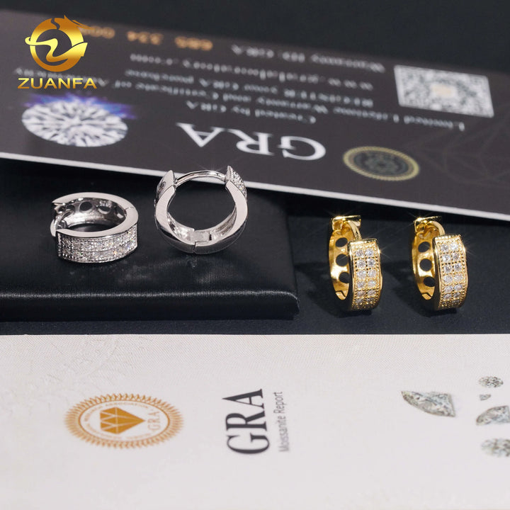 USA Warehouse Fast Shipping Lab Diamond Earrings Fine Jewelry Silver 925 Hip Hop VVS Moissanite Hoop Earrings