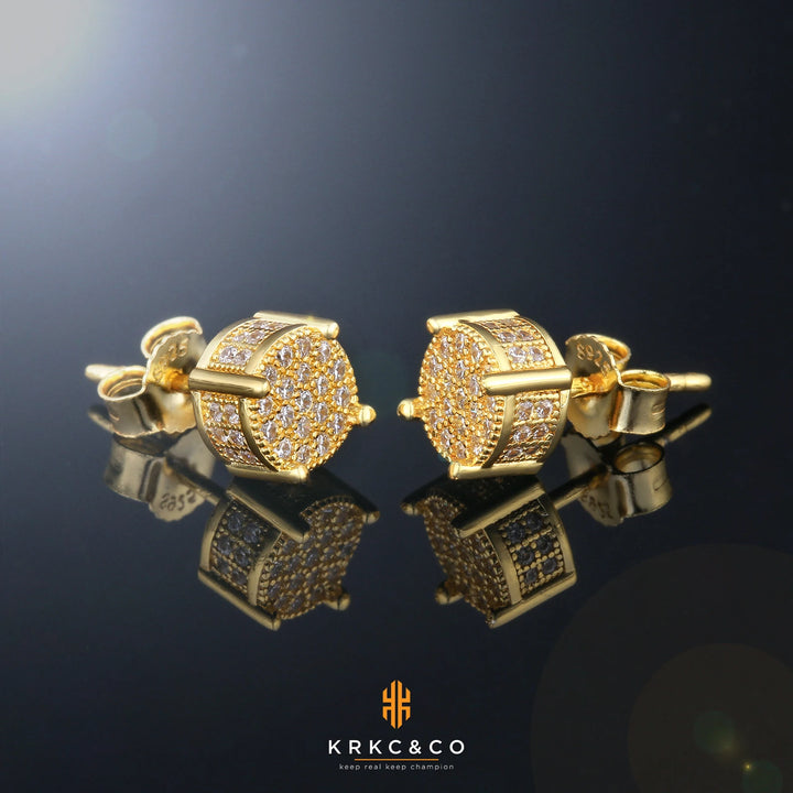 14K CZ Diamond 925 Sterling Silver Round Stud Earrings