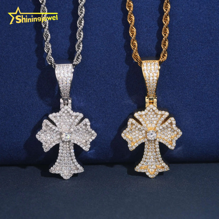 USA Local Stock Hip Hop Jewelry for Gift Cross Pendant Custom Iced Out Fashion 925 Silver VVS Moissanite Diamond Charm Pendants