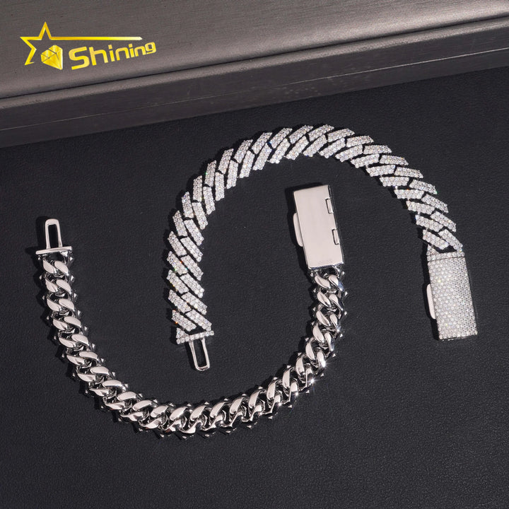 12mm Moissanite Cuban Link Bracelet