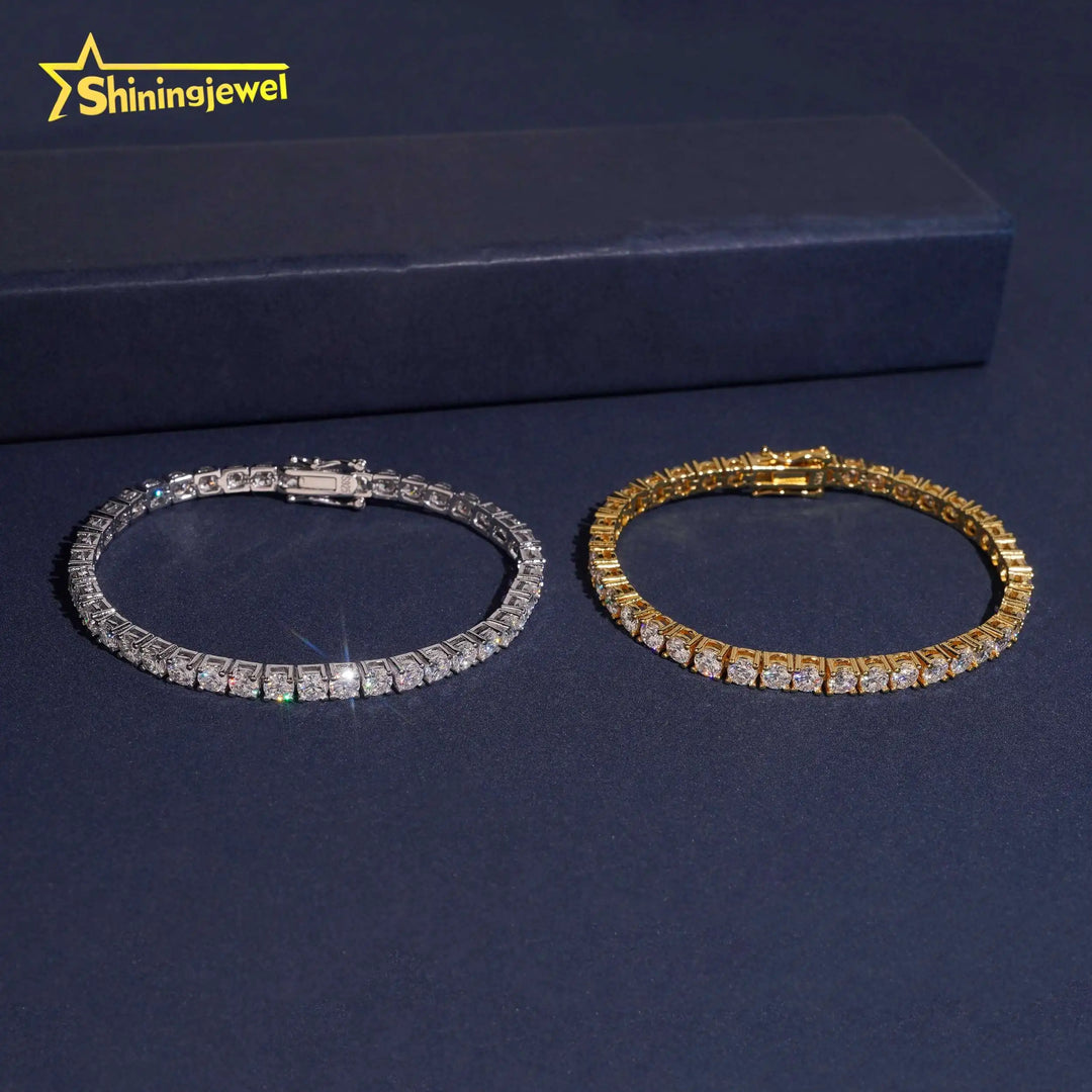 USA Warehouse Hot Selling 3mm Fast Delivery Pass Diamond Tester 925 Moissanite Tennis Bracelet Tennis Chain Moissanite