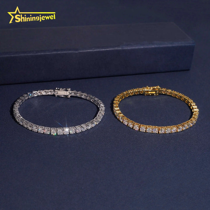 USA Warehouse Hot Selling 3mm Fast Delivery Pass Diamond Tester 925 Moissanite Tennis Bracelet Tennis Chain Moissanite