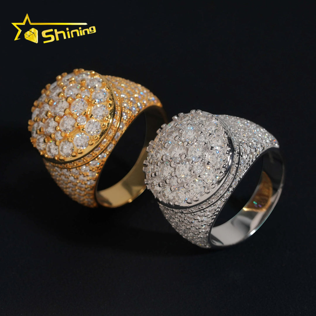 USA Local Stock Shipping  Iced Out Hot Selling Moissanite Pass Diamond Tester Men's Ring  925 Silver VVS Moissanite Ring