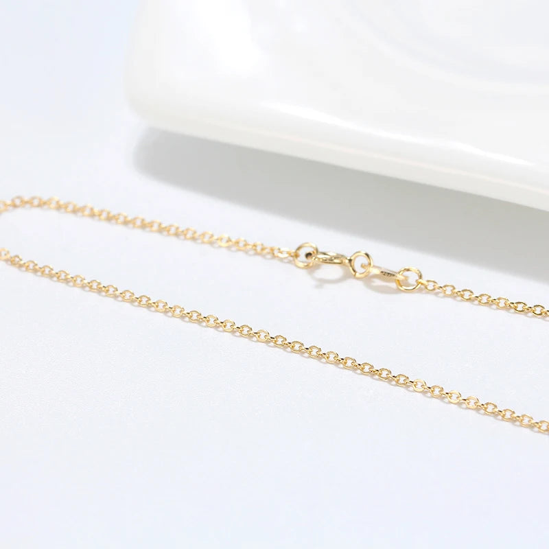 RINNTIN SC06 USA Local Stock 1.2mm Cable Chain Necklace Women Jewelry 14K Gold Plated Italian 925 Sterling Silver Chains