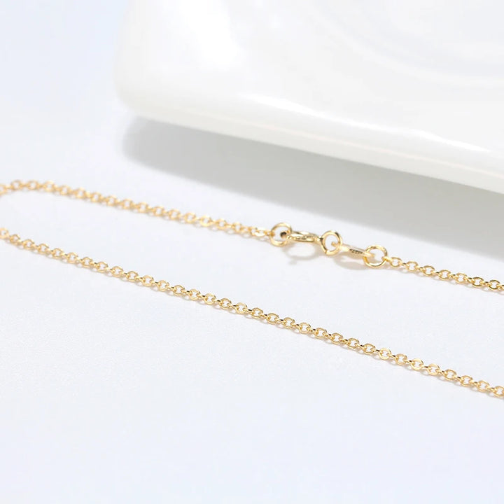 RINNTIN SC06 USA Local Stock 1.2mm Cable Chain Necklace Women Jewelry 14K Gold Plated Italian 925 Sterling Silver Chains
