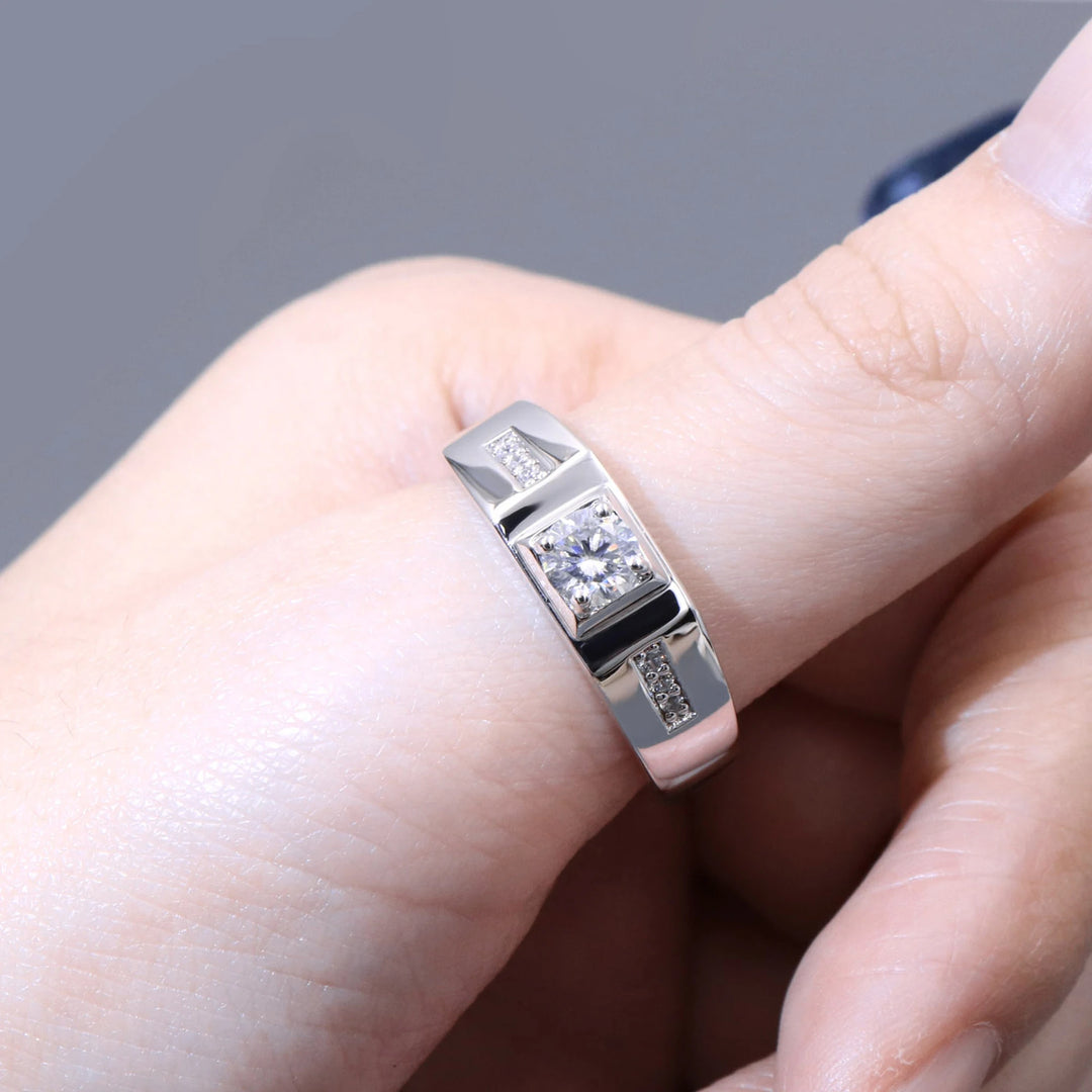 Tianyu Gems Moissanite Rings Men Jewelry Usa Warehouse 18K Gold Plated Wedding VVS Mossanite 925 Men's Silver Rings for Men