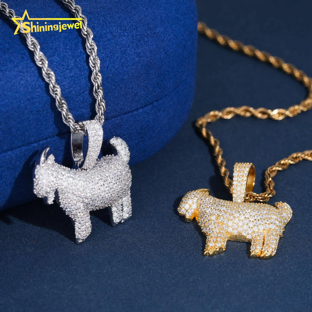 Hip Hop Jewelry Mini Caprine Moissanite Pendant Iced Out Fashion Men Moissanite Iced Out Pendant Charm 925 Silver Pass Tester