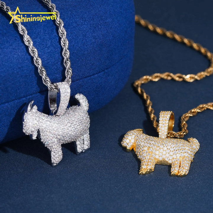 Hip Hop Jewelry Mini Caprine Moissanite Pendant Iced Out Fashion Men Moissanite Iced Out Pendant Charm 925 Silver Pass Tester