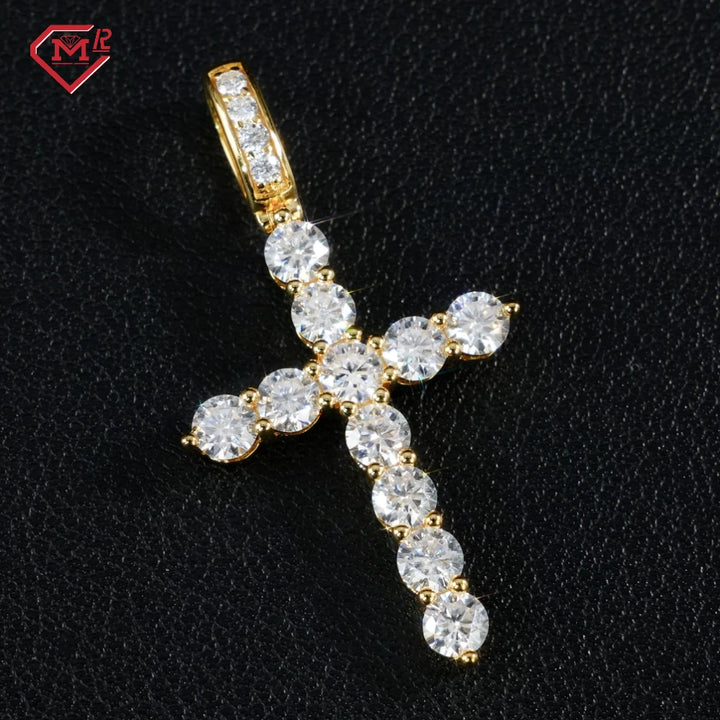 In Stock Cross Pendant Charms Silver 925 Hip Hop Jewelry Iced Out  VVS Diamond Moissanite Pendant
