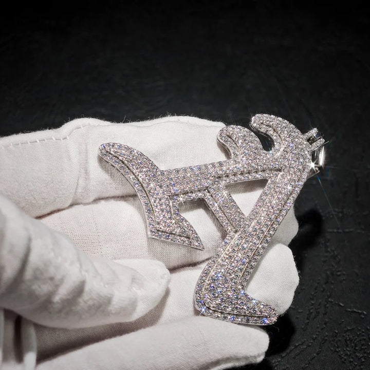 Factory Direct Hip Hop GRA Bling VVS Moissanite 925 Sterling Silver Pass Diamond Tester Cluster Letter-A Pendant for Men Party