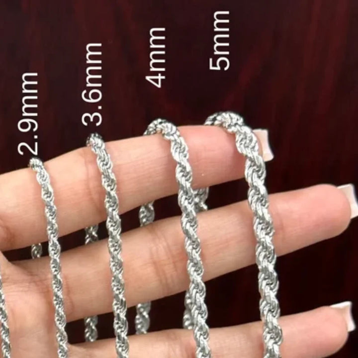 Hip Hop Style Solid 925 Silver Chain 4mm 5mm Necklace Men Women VVS Moissanite Iced Out Clasp Twisted Rope Chain