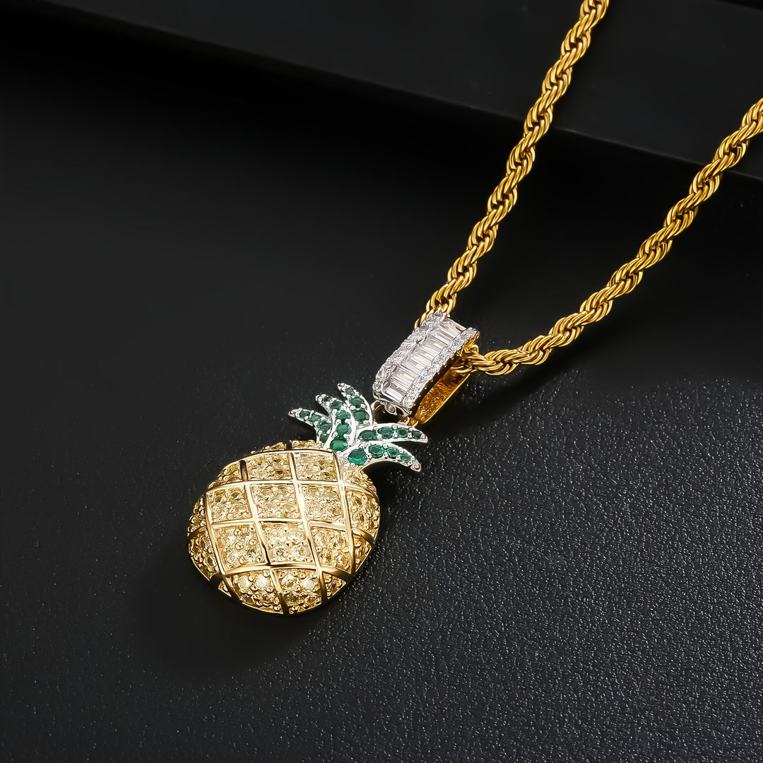 40MM CZ Eleuthera Pineapple Pendant Necklace