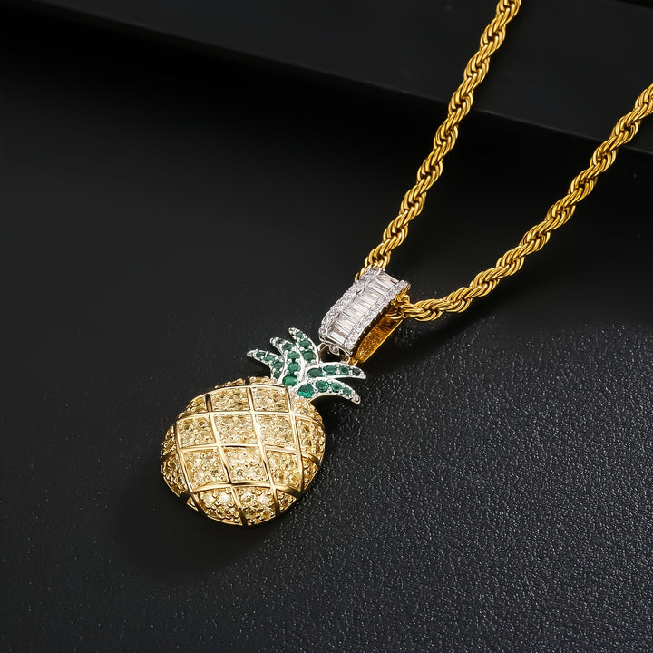 40MM CZ Eleuthera Pineapple Pendant Necklace