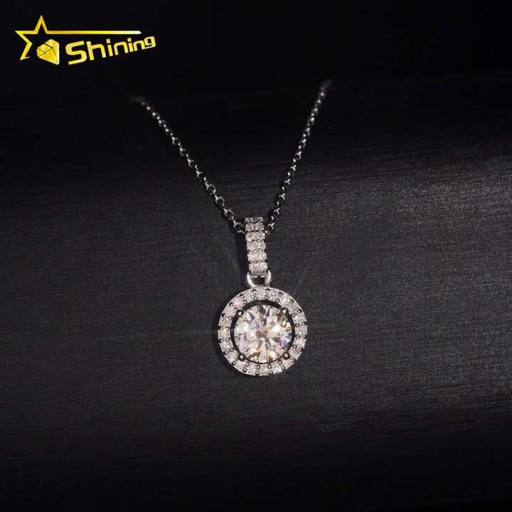 No Tarrifs USA Warehouse Ready to Ship Fine Jewelry Pass Diamond Tester 925 Silver 1CT Moissanite Pendant Women Necklace