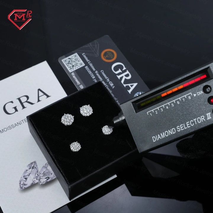 Wholesale Zircon Earring Factory Price 925 Silver 8mm 10mm  VVS Diamond Moissanite Stud Earrings Men Women