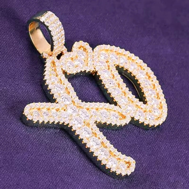 925 Sterling Silver XO Cluster Pendant GRA Hip Hop Iced Out Bling Pass Diamond Tester VVS Moissanite Letters for Men and Women