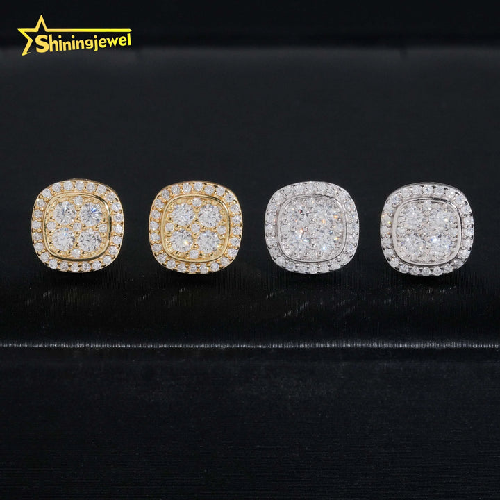 USA Local Shipping Iced Out Hip Hop 10mm Earring Pass Diamond Test Moissanite Gold Plated S925 Screw Back Stud Earring