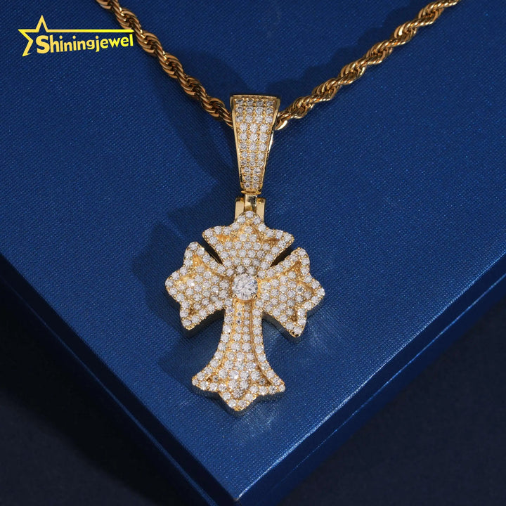 USA Local Stock Hip Hop Jewelry for Gift Cross Pendant Custom Iced Out Fashion 925 Silver VVS Moissanite Diamond Charm Pendants