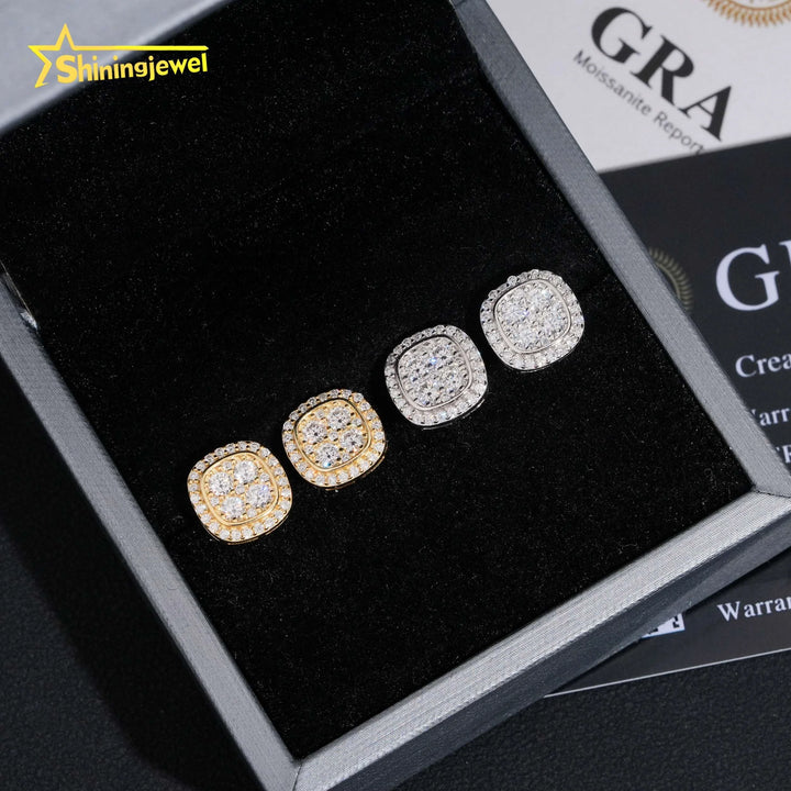 USA Local Shipping Iced Out Hip Hop 10mm Earring Pass Diamond Test Moissanite Gold Plated S925 Screw Back Stud Earring