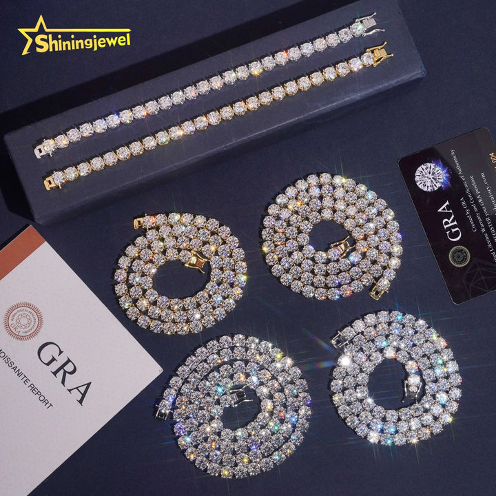 Fast Shipping 925 Silver Jewelry Hip Hop Classic High Quality 6.5mm VVS Moissanite Diamond Tennis Chain