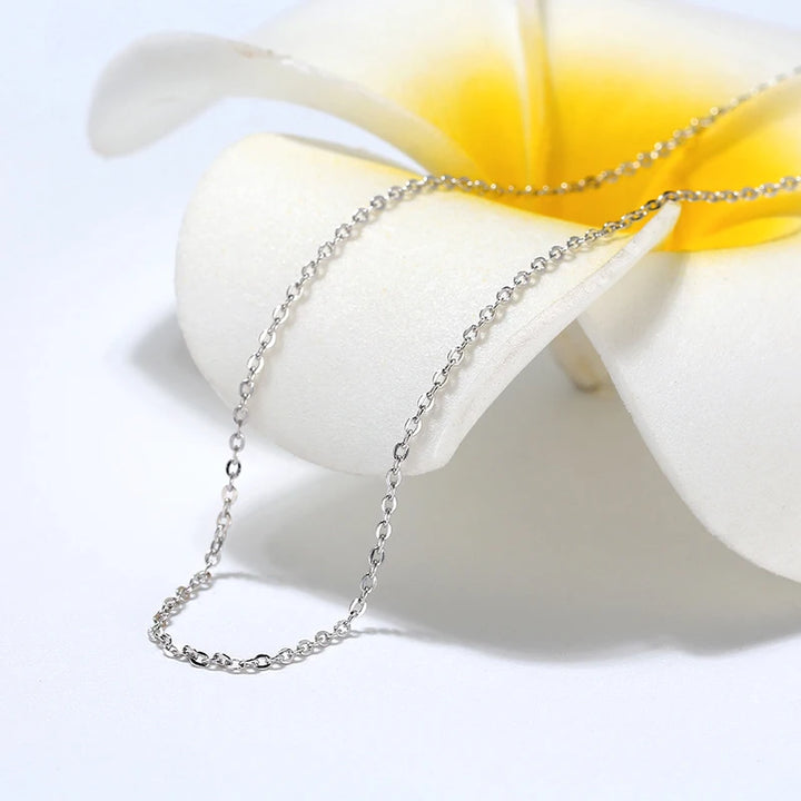 RINNTIN SC06 USA Local Stock Rhodium Plated 925 Sterling Silver 1.2mm Cable Chain Link Necklace Cable Chain for Men Women